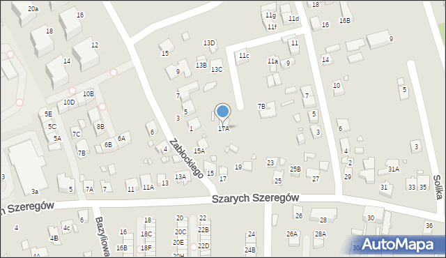 Katowice, Szarych Szeregów, 17A, mapa Katowic