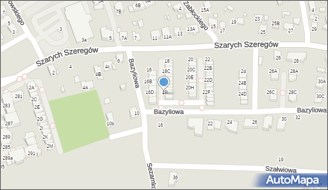 Katowice, Szarych Szeregów, 18J, mapa Katowic