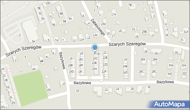 Katowice, Szarych Szeregów, 20A, mapa Katowic