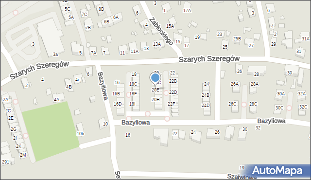 Katowice, Szarych Szeregów, 20E, mapa Katowic