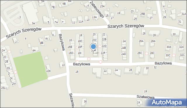 Katowice, Szarych Szeregów, 20J, mapa Katowic