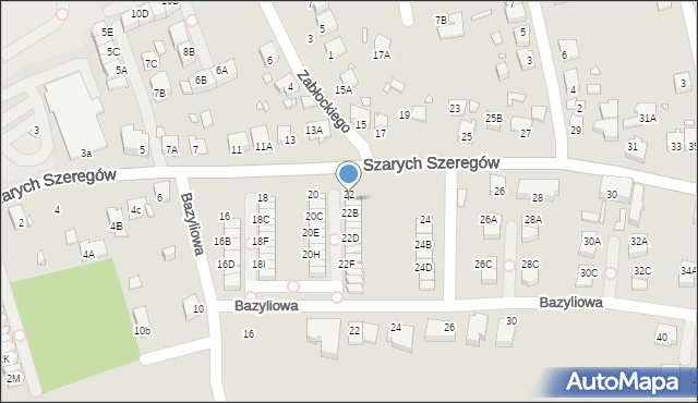 Katowice, Szarych Szeregów, 22A, mapa Katowic