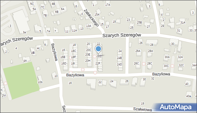 Katowice, Szarych Szeregów, 22D, mapa Katowic