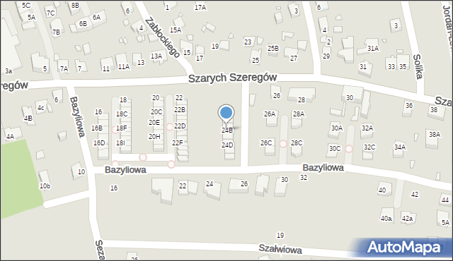 Katowice, Szarych Szeregów, 24B, mapa Katowic