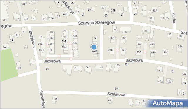 Katowice, Szarych Szeregów, 24E, mapa Katowic