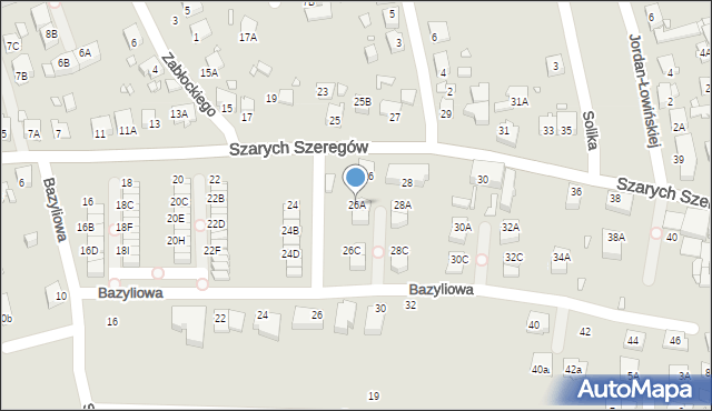 Katowice, Szarych Szeregów, 26A, mapa Katowic
