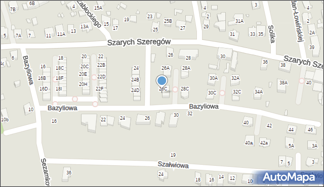 Katowice, Szarych Szeregów, 26D, mapa Katowic