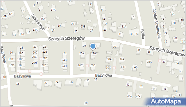 Katowice, Szarych Szeregów, 28A, mapa Katowic