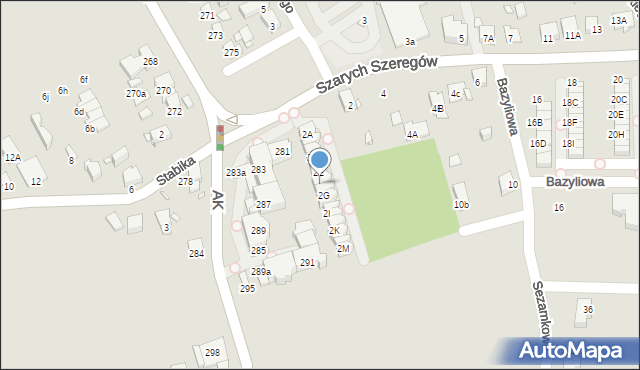 Katowice, Szarych Szeregów, 2F, mapa Katowic
