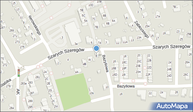 Katowice, Szarych Szeregów, 6, mapa Katowic