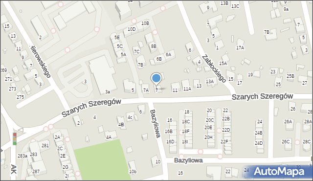 Katowice, Szarych Szeregów, 7, mapa Katowic