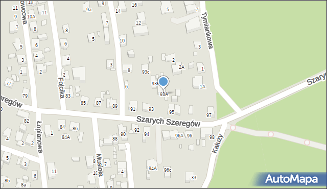 Katowice, Szarych Szeregów, 93A, mapa Katowic