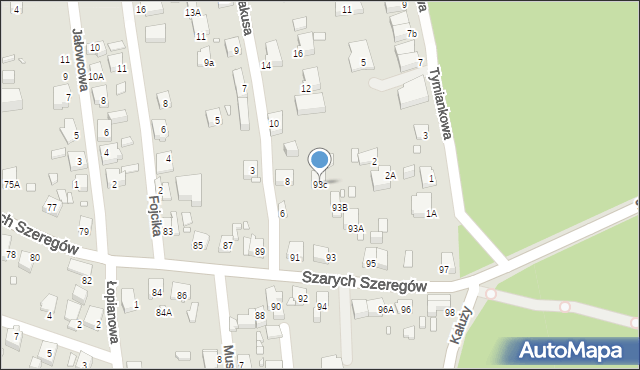 Katowice, Szarych Szeregów, 93c, mapa Katowic