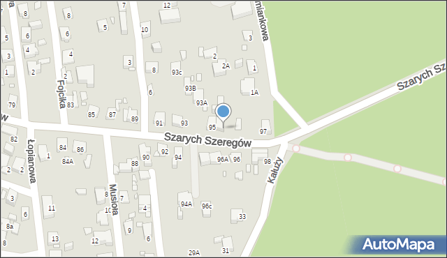 Katowice, Szarych Szeregów, 95A, mapa Katowic