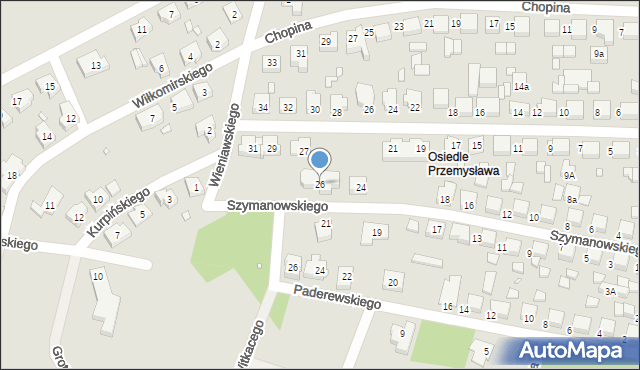 Kępno, Szymanowskiego, 26, mapa Kępno