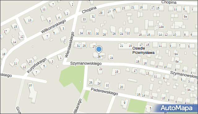 Kępno, Szymanowskiego, 26, mapa Kępno