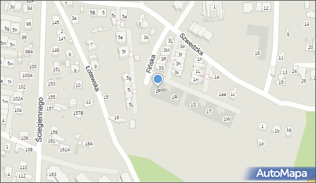 Kielce, Szwedzka, 1P, mapa Kielc