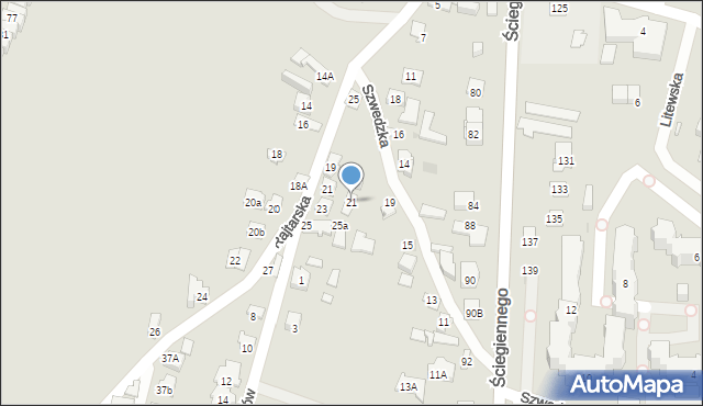 Kielce, Szwedzka, 21, mapa Kielc