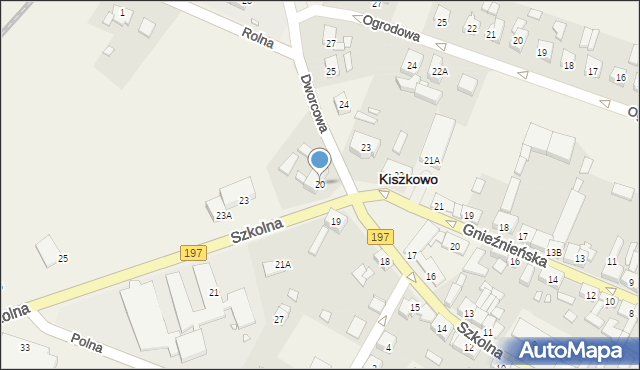 Kiszkowo, Szkolna, 20, mapa Kiszkowo