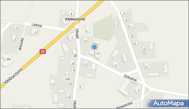 Kłobuczyno, Szkolna, 1, mapa Kłobuczyno