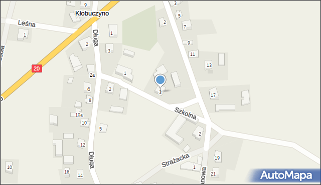 Kłobuczyno, Szkolna, 3, mapa Kłobuczyno