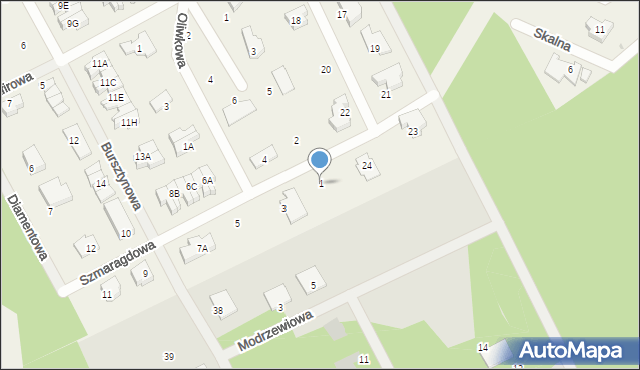 Kłodawa, Szmaragdowa, 1, mapa Kłodawa