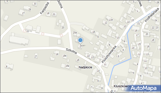 Kluszkowce, Szkolna, 17, mapa Kluszkowce