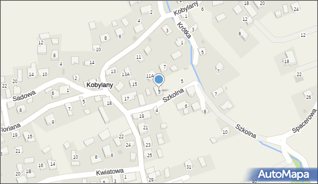 Kobylany, Szkolna, 3, mapa Kobylany