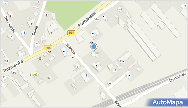 Kobylnica, Szkolna, 1, mapa Kobylnica