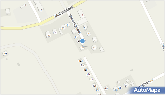 Kocmyrzów, Szmaragdowa, 10, mapa Kocmyrzów