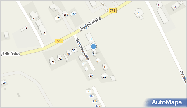 Kocmyrzów, Szmaragdowa, 5, mapa Kocmyrzów