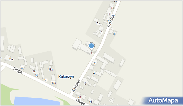 Kokorzyn, Szkolna, 1, mapa Kokorzyn