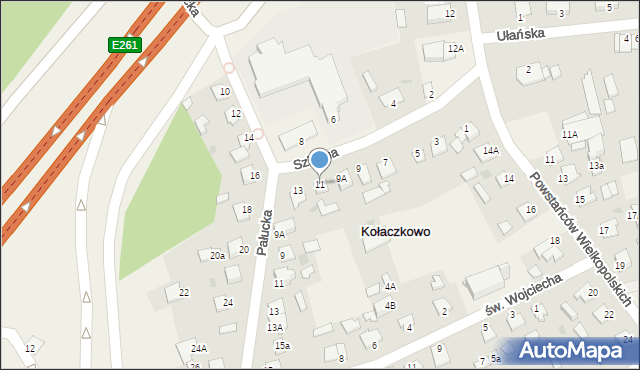 Kołaczkowo, Szkolna, 11, mapa Kołaczkowo