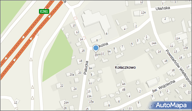 Kołaczkowo, Szkolna, 13, mapa Kołaczkowo