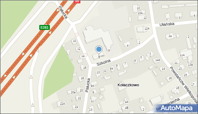 Kołaczkowo, Szkolna, 8, mapa Kołaczkowo