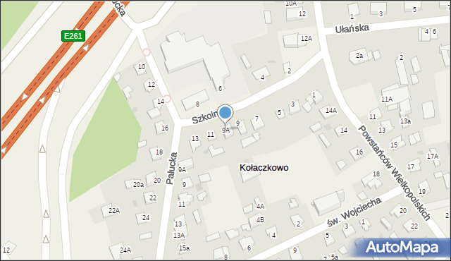 Kołaczkowo, Szkolna, 9A, mapa Kołaczkowo