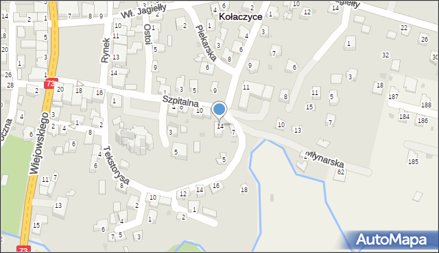 Kołaczyce, Szpitalna, 14, mapa Kołaczyce