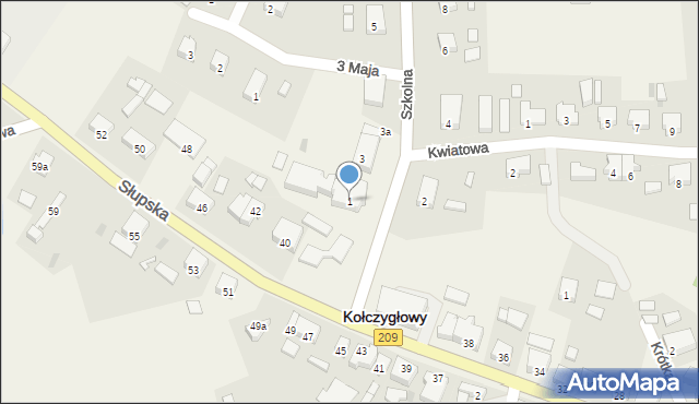 Kołczygłowy, Szkolna, 1, mapa Kołczygłowy