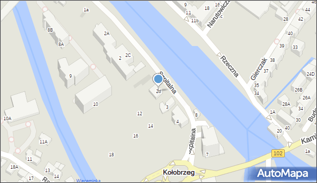 Kołobrzeg, Szpitalna, 2d, mapa Kołobrzegu