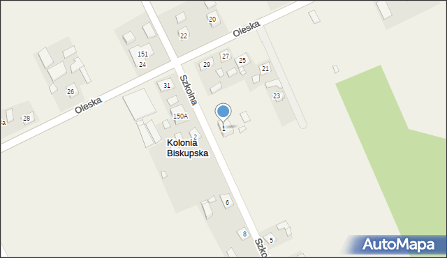 Kolonia Biskupska, Szkolna, 1, mapa Kolonia Biskupska