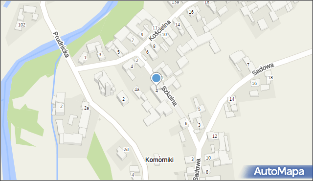 Komorniki, Szkolna, 4, mapa Komorniki