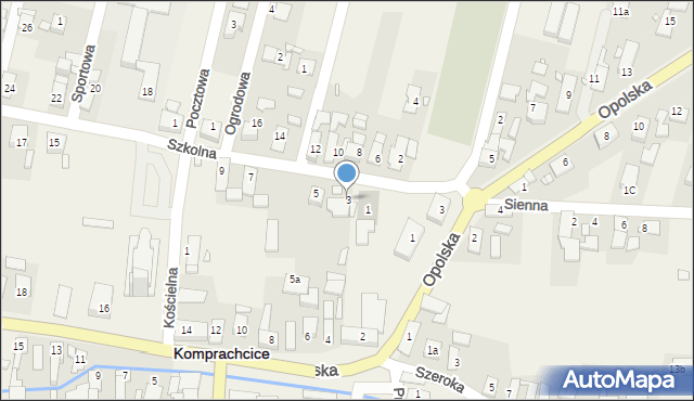 Komprachcice, Szkolna, 3, mapa Komprachcice