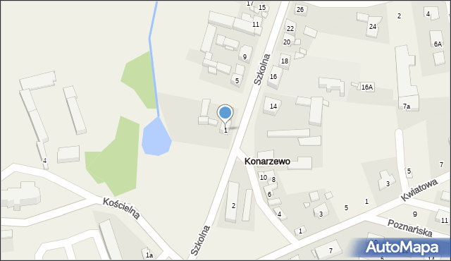 Konarzewo, Szkolna, 1, mapa Konarzewo