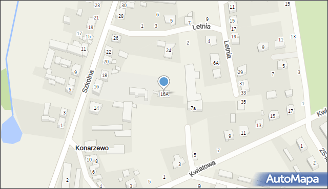 Konarzewo, Szkolna, 16A, mapa Konarzewo