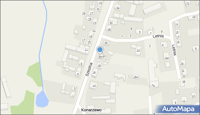 Konarzewo, Szkolna, 20, mapa Konarzewo