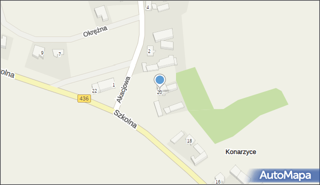 Konarzyce, Szkolna, 20, mapa Konarzyce