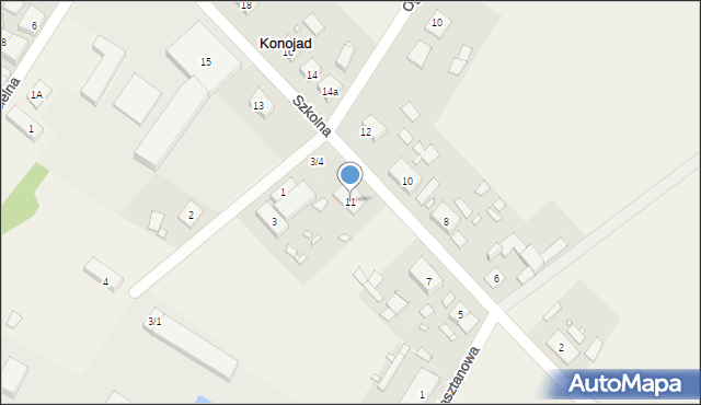 Konojad, Szkolna, 11, mapa Konojad