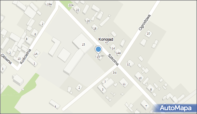Konojad, Szkolna, 13, mapa Konojad