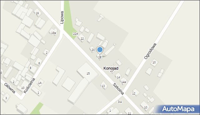 Konojad, Szkolna, 18, mapa Konojad