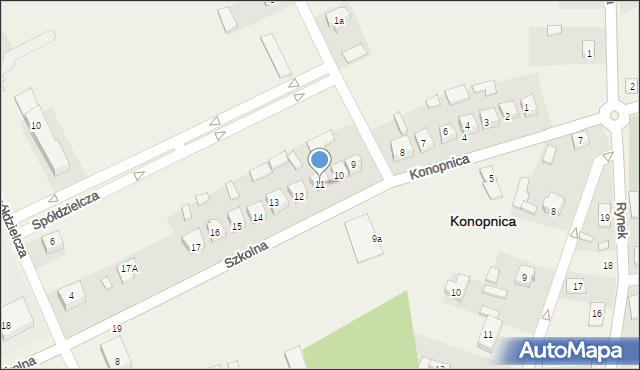 Konopnica, Szkolna, 11, mapa Konopnica